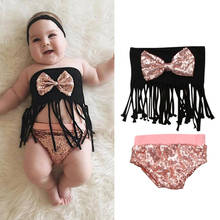 Rorychen Casual Cotton Sleeveless Sequin 2Pcs Suit Newborn Baby Girls Sleeveless Tassel Tops+Sequin Shorts Outfits Clothes 2024 - buy cheap