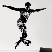 Adesivo de parede itália para jogador de futebol, decalque esportivo para decoração de quarto infantil, adesivo de vinil para parede 2024 - compre barato