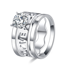 Кольца CACANA из нержавеющей стали, обручальные кольца для мужчин и женщин, большие заполненные фианитами, обручальные парные кольца 2024 - купить недорого