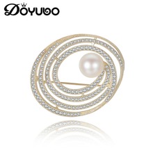 DOYUBO-broche de plata de primera ley y circón para mujer, broche, plata esterlina 925, Circonia cúbica, Perla de agua dulce, Color oro clásico, boda, VH002 2024 - compra barato