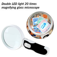 2 LED Light 20X Magnifying Glass Lens Handheld Mini Pocket Microscope Reading Jewelry Loupe Top Quality Handheld Magnifiers 2024 - buy cheap
