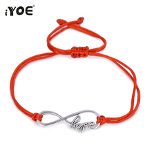 IYOE Vintage Infinity Sign Lucky Red Thread Bracelets Women Men Kids Word Letter Hope Couple Bracelet Female Handmade Jewelry 2024 - buy cheap