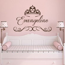 Girls Name Vinyl Wall Decals Princess Crown Nursery Wall Decor Stickers for Kids Room Childrens Bedroom Custom Any Name A02 2024 - buy cheap