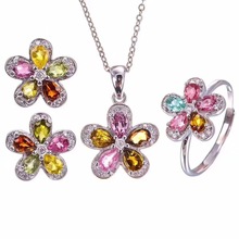 Free Shipping Natural Tourmaline jewelry set Natural Real  Tourmaline 925 sterling silver 1pc pendant,1pc ring ,2pcs Earring 2024 - buy cheap