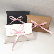 30Pcs/lot 12.5x8x2.5cm White Kraft Pillow Shape Packaging Paper Box with Ribbon,Wedding Favor Creative Wrapping Supplies 2024 - buy cheap