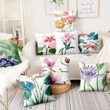 Watercolor Plants Digital Printed Pillowcase Creative Painting Tropical Flowers Cushion Decorative Pillows Almofadas 45*45cm 2024 - buy cheap
