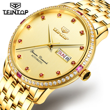 Tingop-relógio mecânico masculino, relógio de pulso, automático, marca de luxo, dourado, aço, formal, para homens 2024 - compre barato