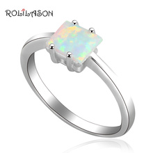 Royal Designer Wholesale & Retail Fire Opal silver plate Stamped Prom party  jewelry Rings USA size #6.5 #7.5 OR467 2024 - buy cheap