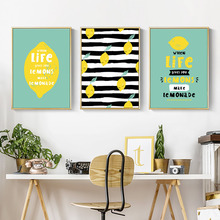 Abstrato minimalista limão vida citação arte da pintura em tela quadros posters parede imagem para sala de estar decoração casa sem moldura 2024 - compre barato