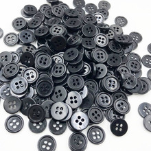 50/100pc Resin Sewing Button Scrapbooking Round Black 4 Holes 11mm PT242 2024 - buy cheap