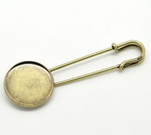 8SEASONS Antique Bronze Cabochon Setting Safety Pins Brooches 6.5x2.2cm(Fit 20mm),sold per packet of 10 2015 new 2024 - buy cheap