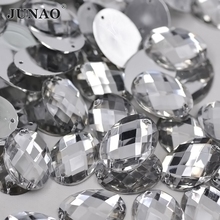 JUNAO 10*14mm 30*40mm coser cristales transparentes diamantes de imitación ovalados parte trasera plana de piedras de cristal acrílico coser diamantes de imitación AB para ropa 2024 - compra barato