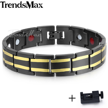 Trendsmax Men's Magnetic Bracelet Women Black Gold Silver Color Stainless Steel Wristband Watchband Link Removal Tool KBM156A3 2024 - buy cheap