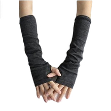 Luva feminina sem dedos de lã tricotada, luvas longas femininas sem dedos 2024 - compre barato