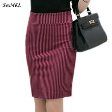 Plus Size Womens Striped Skirts 2021 Winter Elastic Elegant Sexy High Waist Skirt Slim Office Lady Formal Mini Pencil Skirts 5XL 2024 - buy cheap