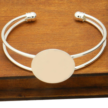 Brazalete y pulsera ajustables con almohadilla plana, accesorio Chapado en plata de 25mm, accesorios de configuración de joyería DIY en blanco, venta al por mayor, 1 ud. 2024 - compra barato