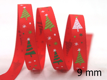 [IuBuFiGo] новая 3/8 "9 мм лента для рождественской елки с принтом корсажная декоративная лента, банты для волос 100 ярдов/рулон бесплатная доставка 2024 - купить недорого