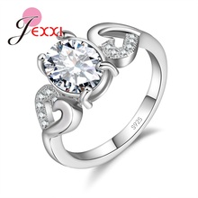 Anéis românticos em formato de coração com zircônio cúbico vazado, acessório de joia de prata esterlina 925 para casamento e noivado feminino 2024 - compre barato