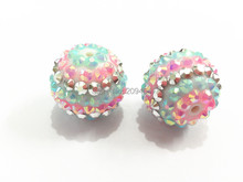 Nuevo 20mm 100 unids/lote rosa/azul/plateado de resina Bola de diamantes de imitación de perlas grueso para niños de fabricación de la joyería 2024 - compra barato