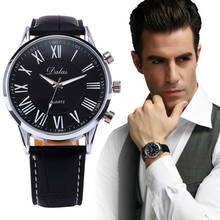 Mens Watches Top Brand Luxury New Luxury Mens Faux Leather Analog Quartz Wrist Watch Black Creative Bayan Kol Saati Erkek Saat 2024 - buy cheap