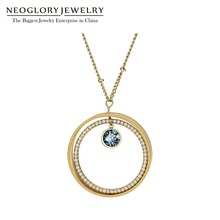 Neoglory-collar redondo con cadena de diamantes de imitación de Austria, joyería colgante, largos de cobre, novedad de 2020 2024 - compra barato