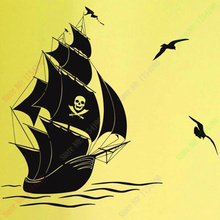 Adesivo de vinil decalque de parede, envio pirata em mar, decoração de casa 2024 - compre barato
