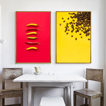 Decoración de cocina frutas y verduras lienzo arte imprimir pinturas nórdicas minimalista carteles amarillo rojo Fondo pared arte cuadros 2024 - compra barato