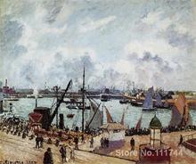 Pintura impresiva francesa de puerto exterior de Le Havre, de alta calidad, pintada a mano 2024 - compra barato