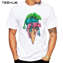 Os recém-chegados 2019 teehub legal moda masculina icecream frog design camiseta manga curta o-pescoço topos hipster 2024 - compre barato