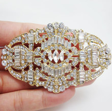 Gold Tone Art Deco Buckle Crown Brooch Pin Clear Austrian  Rhinestone Crystal 2024 - buy cheap
