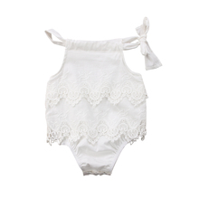 Infantil Baby Girl Flor Colete de Renda branca Sunsuit Bodysuit Romper Jumpsuit Roupas Outfit C 2024 - compre barato