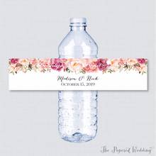 Wedding Bottle Water Labels,Wedding Bottle Wrappers Pink Flower Custom Water Bottle Labels Personal Wedding party decorations 03 2024 - buy cheap