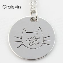 Wholesale COOL CAT Engraved Pendant Charms Necklace Lover Gift Jewelry 10Pcs/Lot,#LN212 2024 - buy cheap