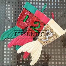 50pcs Mermaid Sequins Sock Christmas Stockings Bling Gifts Bag Santa Claus Socks Christmas Decorations Gifts Ornaments 2024 - buy cheap