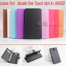 Litchi For Alcatel One Touch Idol X+ case cover, Good Quality Leather Case + hard Back cover For Alcatel 6043D phone Case 2024 - buy cheap