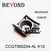 BEYOND-insertos de carburo de aluminio y cobre CCGT060204-AL K10 CCGT 060204, herramientas de torneado CNC, cortador, 10 Uds. 2024 - compra barato