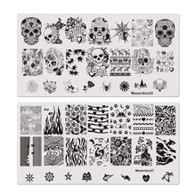 9Pc/lot Nail Stamping Plate Skull Rose Dog Pattern Rectangle Nail Art Stamp Stamping Template Image Plate Stencil 2024 - buy cheap