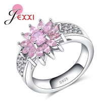 New Arrivel High Grade Classic Simple Style 925 Sterling Silver Finger Rings With Pink   Crystal For Sweet Girl Friend 2024 - buy cheap