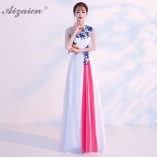 Vestido de noite tradicional chinês, vestido bordado branco moderno qipao estilo oriental, vintage, cheongsam, plus size, qi pao 2024 - compre barato