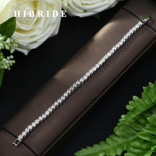HIBRIDE Fashion White Gold Color Round AAA Cubic Zircon Chain & Link Tennis Bracelet for Elegant Women Party Jewelry B-87 2024 - buy cheap