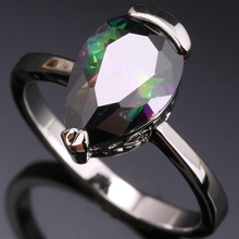 Splendid Mystic Rainbow Zircon  Silver Plated Argent Solitaire Ring Size 6 / 7 / 8 / 9 S0990 2024 - buy cheap