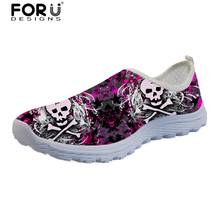 FORUDESIGNS Fashion Skull Brand Designer Flats Shoes for Women Casual Summer Mesh Sneakers Ladies Breathable Walking Shoes Woman 2024 - buy cheap