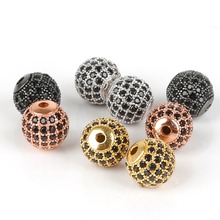 Rose Gold/Gold/Gunmetal/Silver Color CZ Spacer Beads 10mm Copper Crystal Round Beads for Jewelry Making DIY Bracelets Findings 2024 - buy cheap