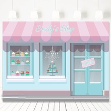 Custom Cupcake Sweet Shoppe Candy Shop French Patisserie Bakery background Computer print children kids backdrop 2024 - buy cheap