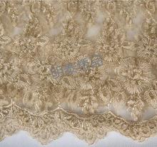 1 Yard 120cm Width European Style Embroidered Gold Lace Mesh Gold for Wedding Dress High End Lace Fabric Material 2024 - buy cheap