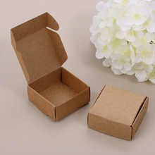 Embalaje de joyería hecho a mano, embalaje de cartón pequeño de papel Kraft, Cajas de Regalo de fondo cuadrado, 10 unids/paquete 2024 - compra barato