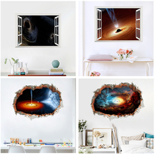 3d universe black hole nebula broken wall stickers home decor living room 45*60cm scenery wall decals diy mural art pvc posters 2024 - buy cheap