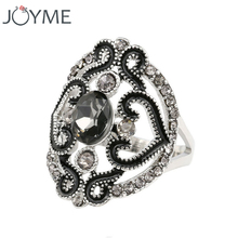 Statement Indian Jewelry Accessories Punk Vintage Tibetan Silver Rings For Women Cheap Black Hollow Out Flower Enamel Ring 2024 - buy cheap