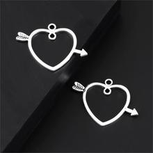 20Pcs  Silver Color Arrow Heart Charms Bent Angel Cupid Pendant Finding Handmade Necklaces Jewelry Supplies 34x24mm A3301 2024 - buy cheap