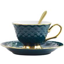 Estilo sereia ouro superior grau osso china xícara de café europeu elegante conjunto de chá e pires chá da tarde xícara de chá agradável presente 2024 - compre barato
